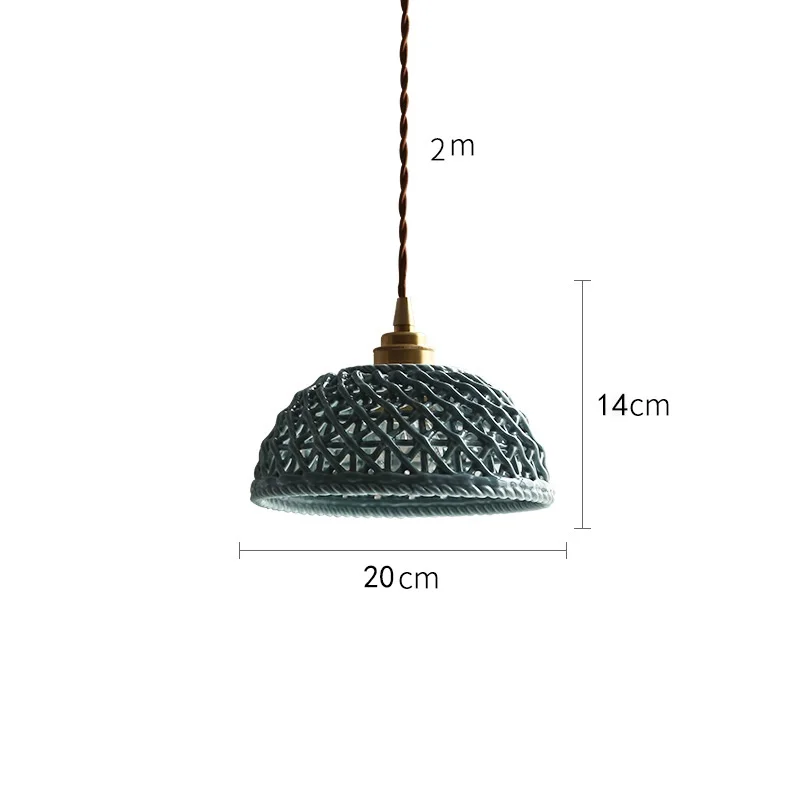 IWHD Bule Ceramic Modern LED Pendant Lamp Beside Bedroom Restaurant Cafe Bar Copper Nordic Hanging Light Luminaira Lighting