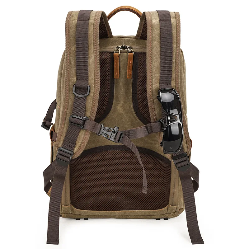 Camera Waterproof Retro Batik Canvas DSLR Shoulders Backpack Men Women Travel Outdoor Stylish Video Tripod Carrying Case Bags