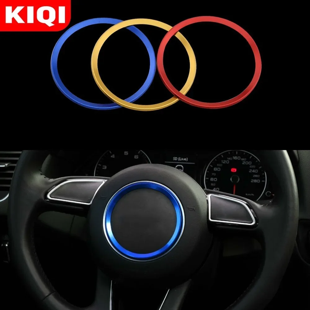 3D Aluminium Trim Car Steering Wheel Cover Logo Ring Sticker Fit for Audi A1 A3 A4 A5 A6 A7 Q3 Q5 S3 S5 S7 TT Auto Accessories