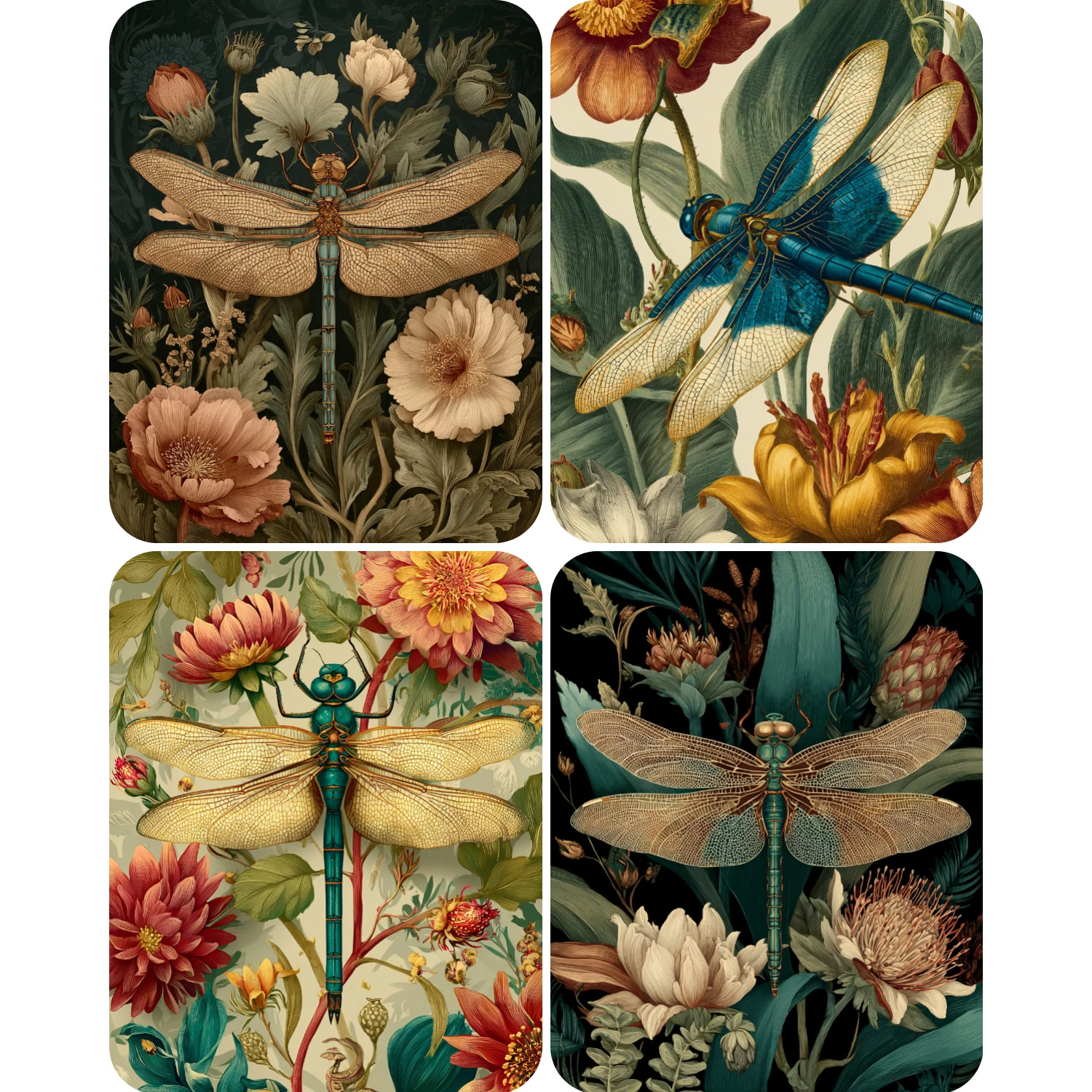 Kit Pittura a Numeri Fai da Te: Libellula tra Fiori Dipinta a Mano - Quadro su Tela in Acrilico, Regalo per la Casa