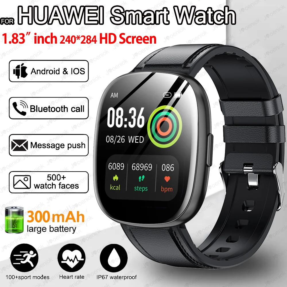 For Huawei Xiaomi Smart Watch Men Women 1.83-Inch HD Full Touch Screen Heart Rate IP68 Waterproof Bluetooth Call SmartWatch New