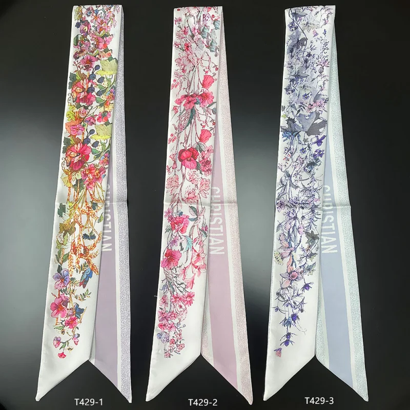 Spring and Summer New THALO Morning Glory Flower Long Ribbon Tied Bag Ribbon Small Scarf Scarf Scarf Scarf