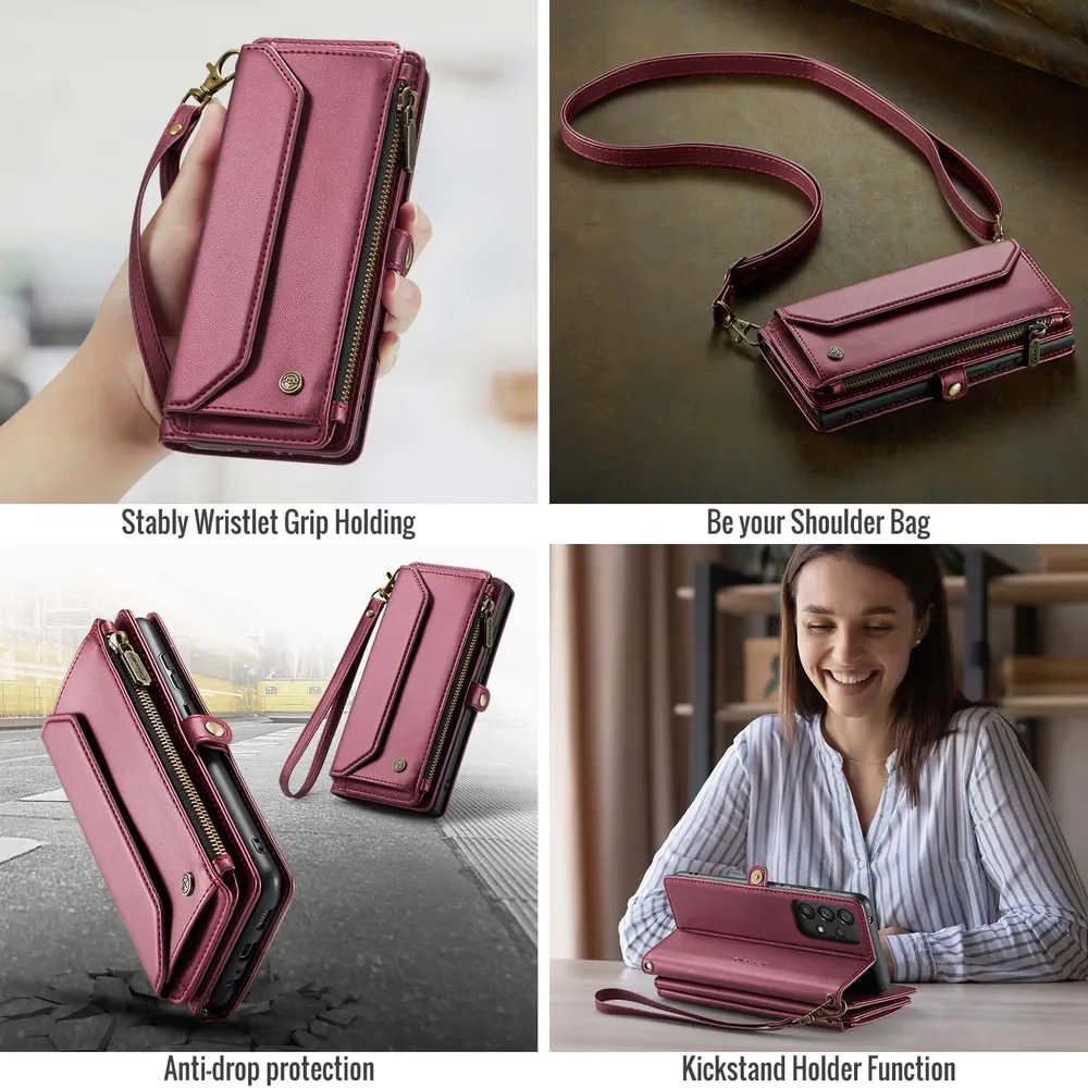 Flip Leather Phone Case for Samsung Galaxy A52 / A52S Crossbody Fashion Luxury Design Stylish Protective Cover coque