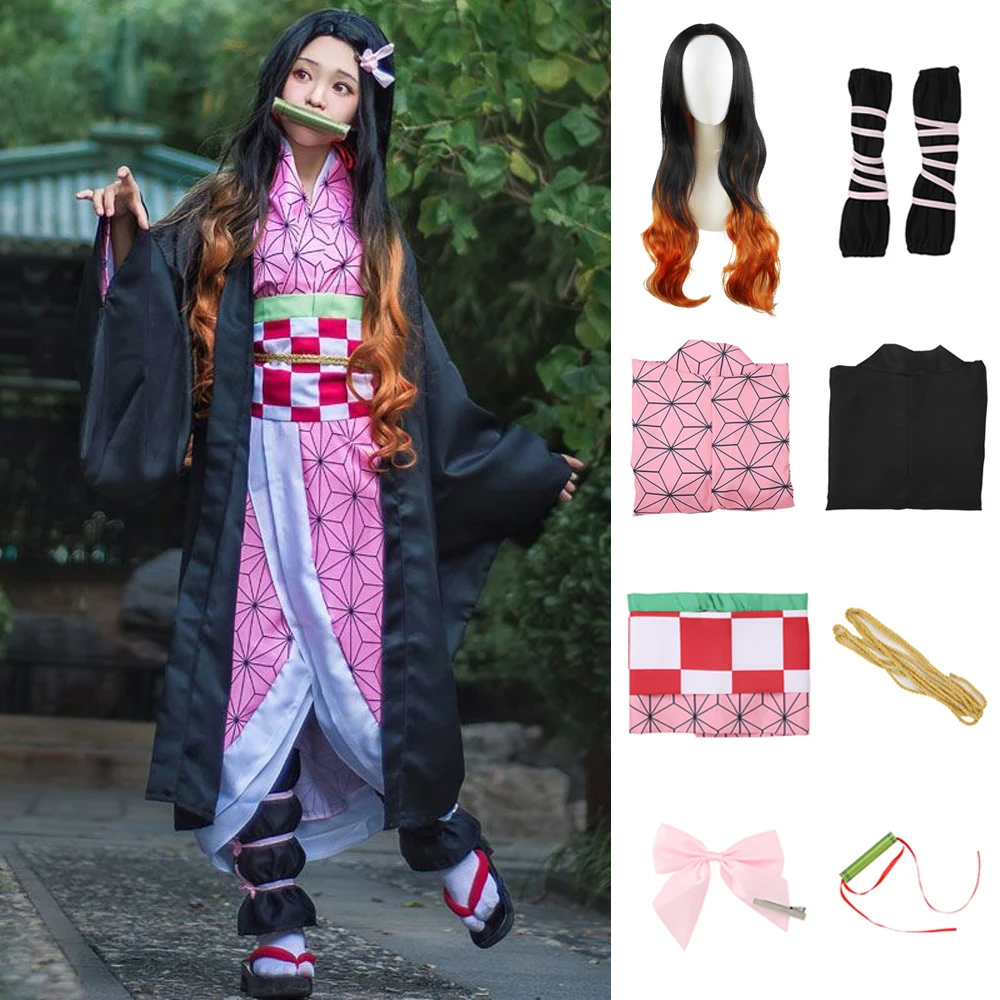 

Kamado Nezuko Cosplay Costume Demon Cosplay Traditional Style Carnival Party Adult Uniform Role Play Themed Performance Outfit
