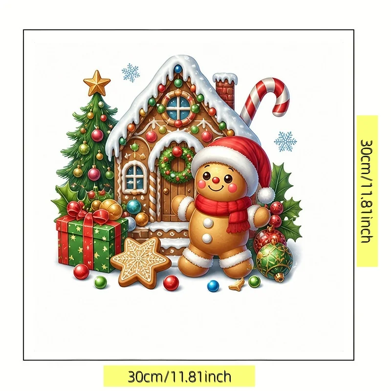 1 piece set of gingerbread man and Christmas cottage pattern toilet sticker, water tank sticker, bathroom decoration, fun toilet