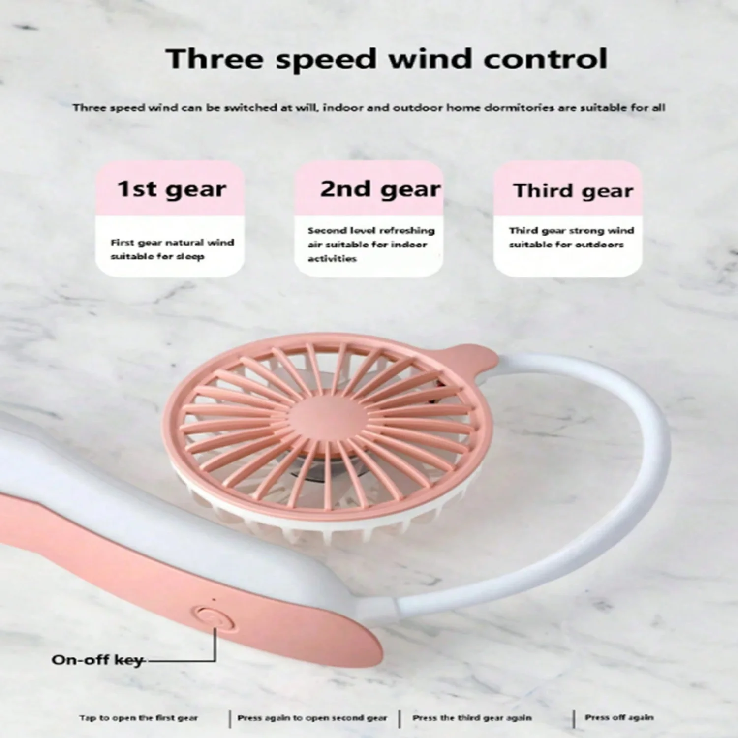 Mini ventilatore portatile da appendere al collo USB, ventilatore personale da tavolo pieghevole con batteria ricaricabile