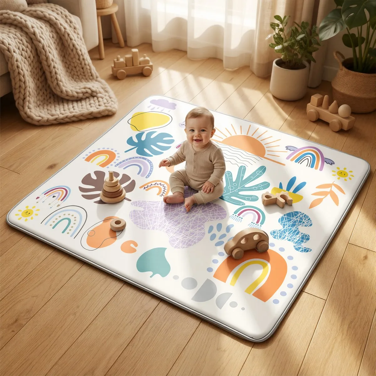 Tapis de jeu pour bébé, tapis de parc rampant, tapis de jeu en mousse épaisse et douce pour bébés et