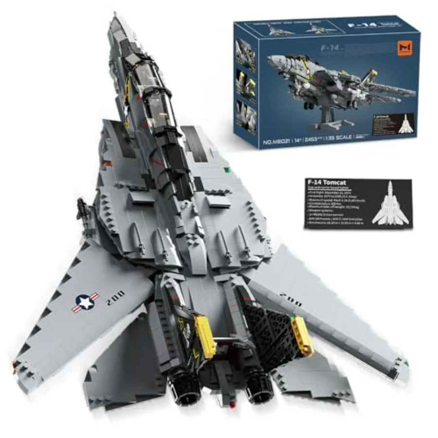 

MISINI M8021 F-14 Tomcat Fighter Jet Building Blocks Set 2453 Pieces Military Medium-Sized 1:35 Scale Fighter Jet Building Kit