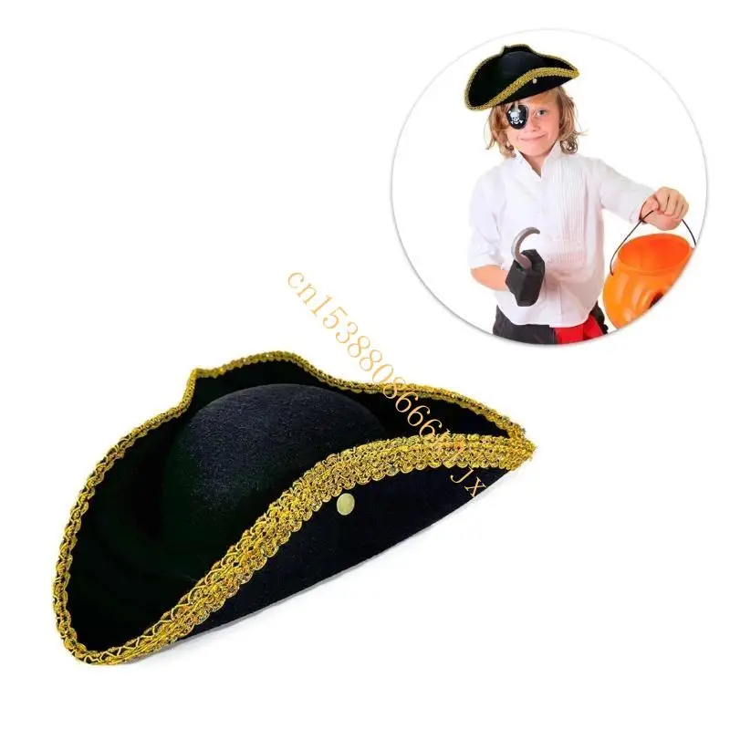 

Sparkling Rhinestones Hat Role Playing Pirate Hat Stylish Halloween Hat 066C