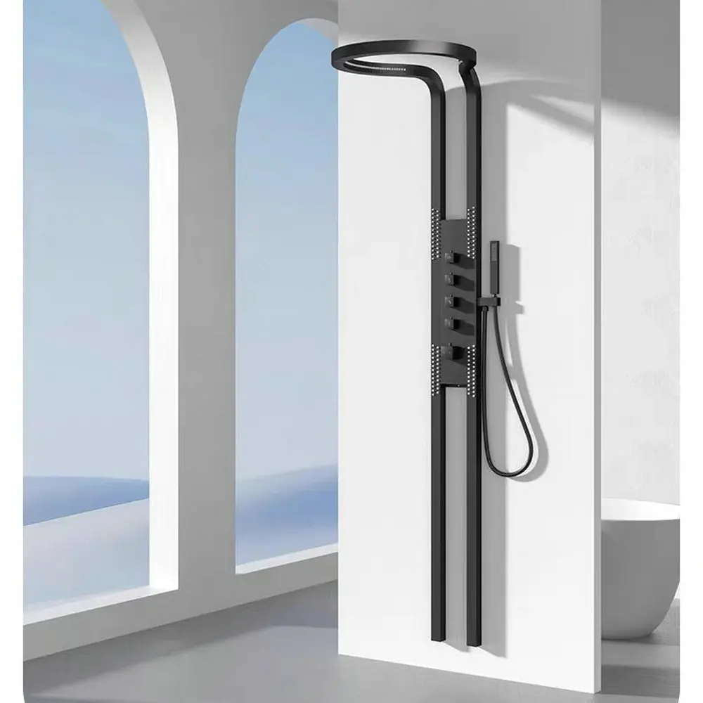 Luxury bathroom waterfall shower set Tiktok hot sale design black shower set mixer YX165TB