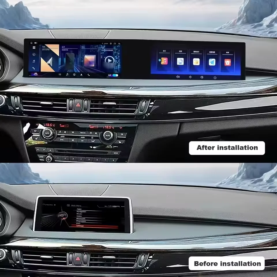 24.6 inch HD Dual Screen Android Car Radio GPS Navigation Multimedia Video Player For BMW X5 X6 F15 F16 2014-2017 Stereo CarPlay