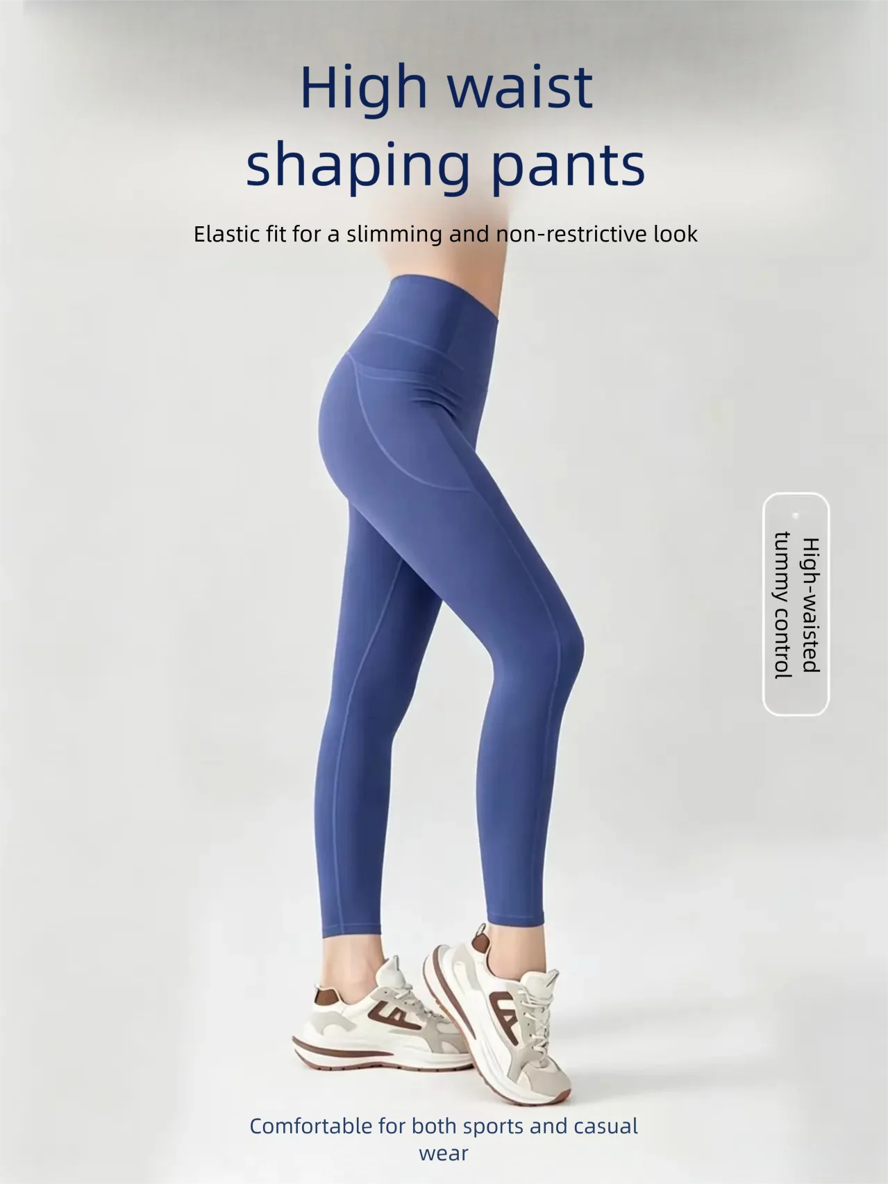 Yoga-Leggings mit hoher Taille und Taschen, Damen Scrunch Butt Lifting Bauchkontrolle Kompressions-Fitness-Strumpfhose – Detail 2