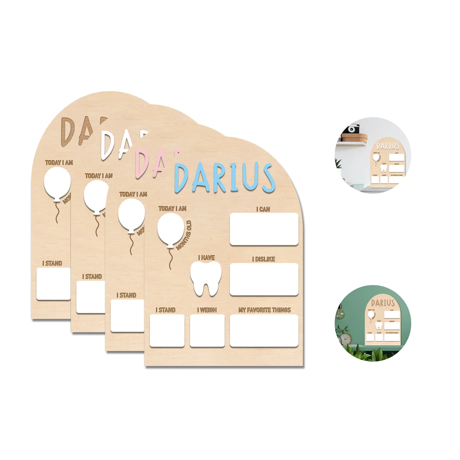Custom Baby Monthly Milestone Board - Dry Erase 7x10 Inch Wood & Acrylic, Reusable First Year Tracker, Personalized Name Gift