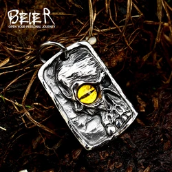 Beier Stainless Steel Square skull eye of death Pendant Rough and domineering Punk style Chain Necklace men Jewelry BP8-797