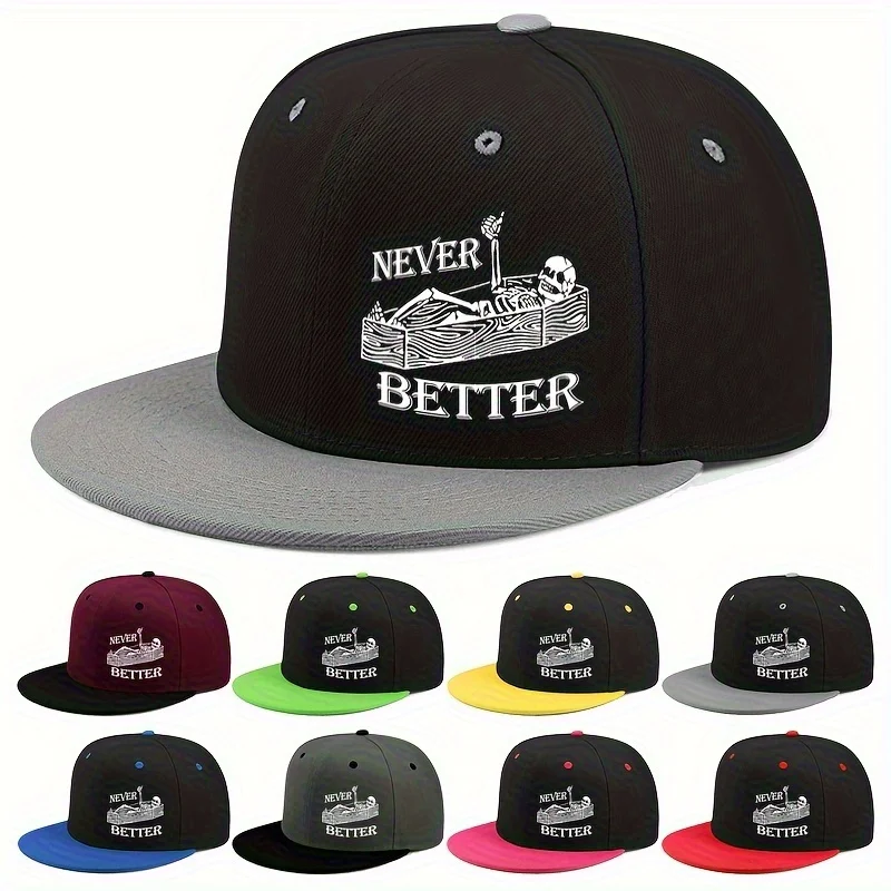 2D Flat - Halloween-Themed Snapback Cap - Adjustable Flat Brim Baseball Hat with 