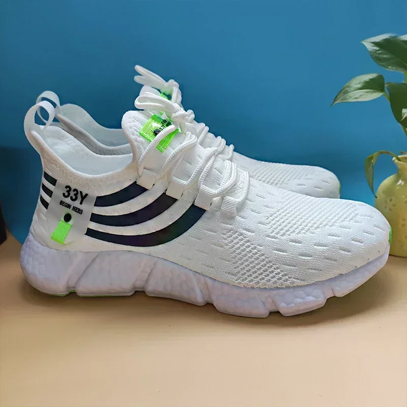 Men's Knitted Mesh Breathable Comfortable Ultra Light Running Shoes Anti Slip Fashionable Outdoor Walking Training Jogging Shoes