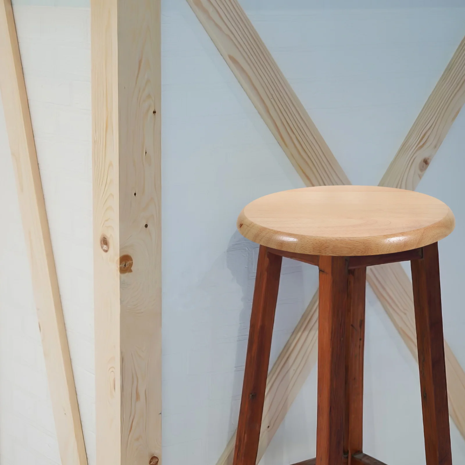 

Round Replacement Bar Chair Solid Wood Top Household Dining Hotel Party Use Round Wooden Bar Stool Replacement
