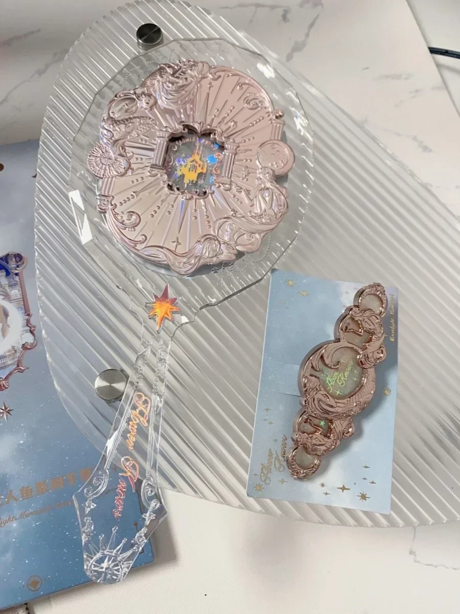 Flower Knows Strawberry Rococo Lip Glaze Hand-held Mirror Makeup Tool Portable Small Mirror to Carry Handle Mirror