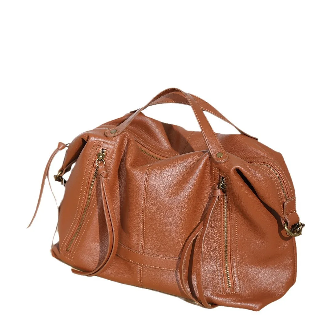 Leather Large Capacity Single Shoulder Crossbody Personality Soft Leather Imported Layer Cowhide Purses And Handbags