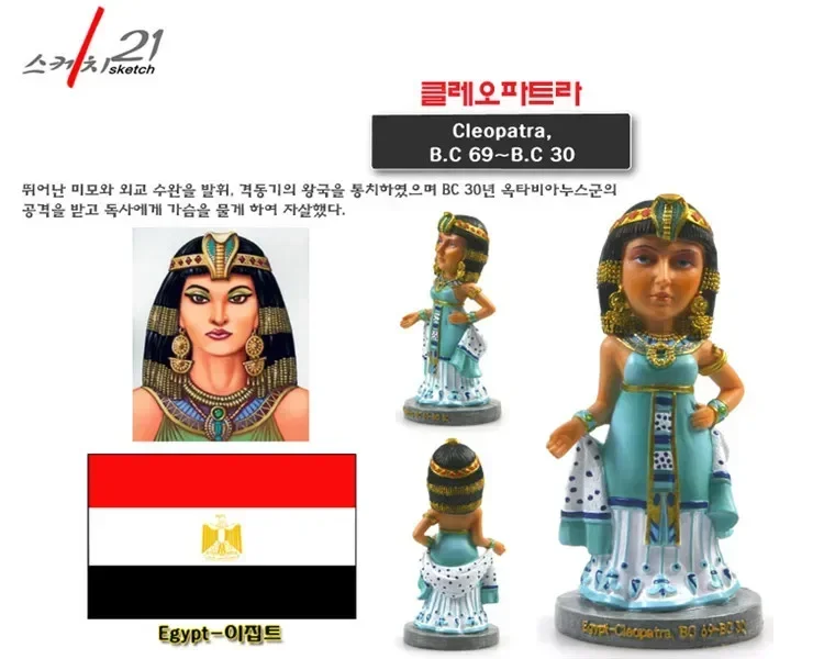 Hand-made Resin Crafts World Celebrities Figure Egypt Queen Cleopatra Figurine Home Office Decoration Collection Gift