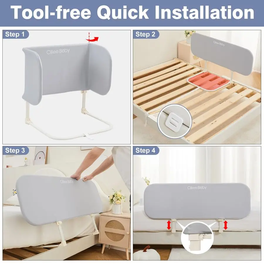 حاجز سرير للأطفال الصغار، قضبان حماية لسرير الأطفال المحمولة للسفر، سرير كوين، قابلة للطي، درابزين جانبي للأطفال للأسرة المزدوجة قابلة للتعديل