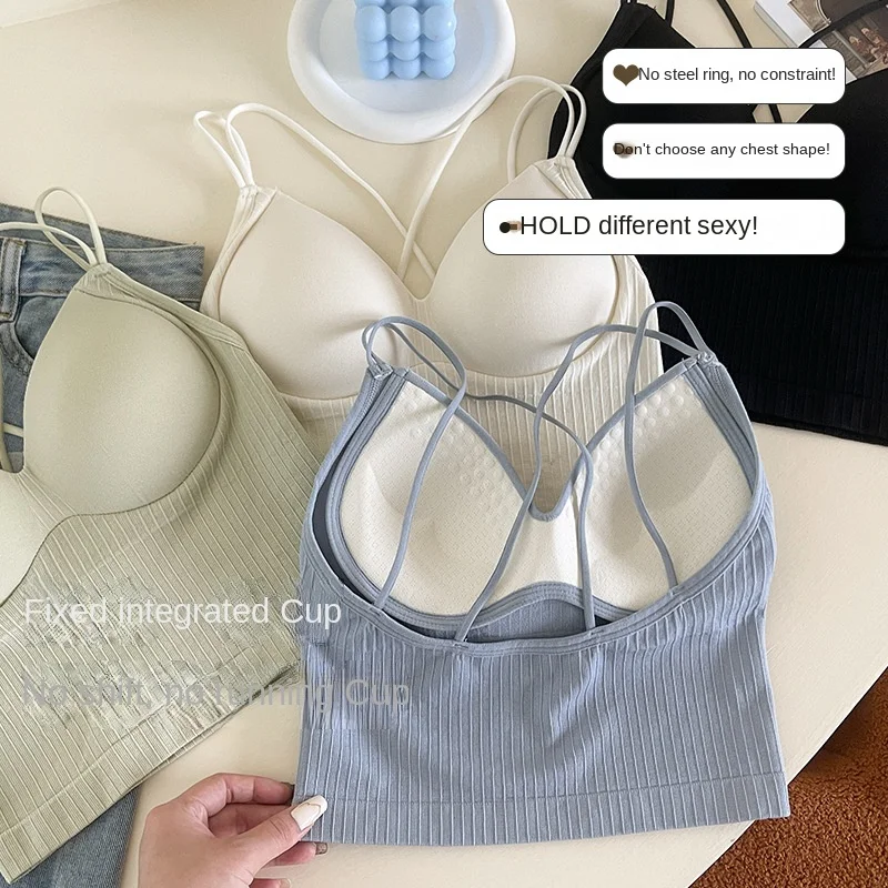 Women's Cotton Underwear Tube Tops Sexy Solid Color Top Fashion Push Up Bra Girl Sports Sling Comfort Tank Top Female Lingerie