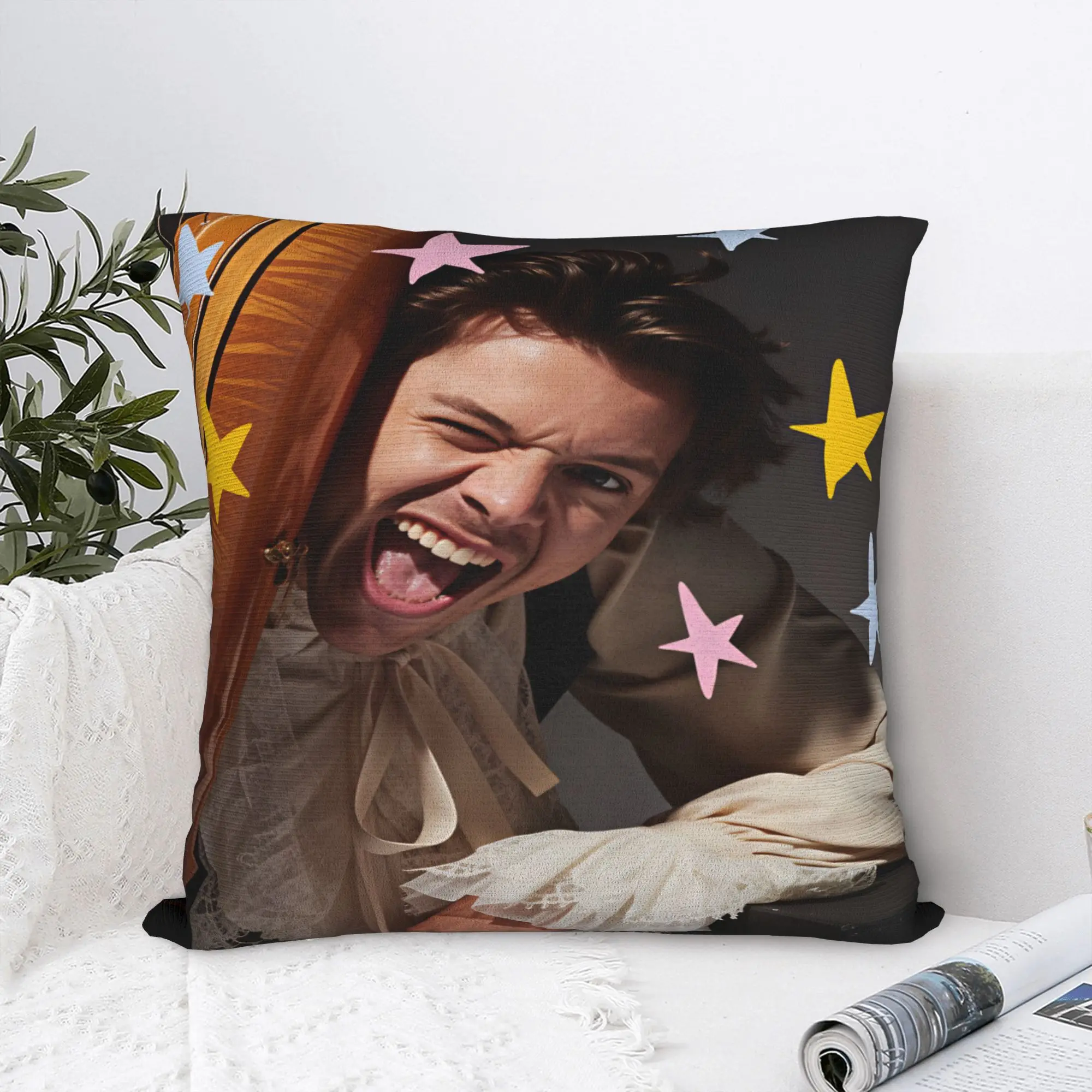 Pillow Case Harrys S-Styles Kiss Al the Time Square  Pillow Cover For Chair Sofa Home Decor Vintage Pillowcases