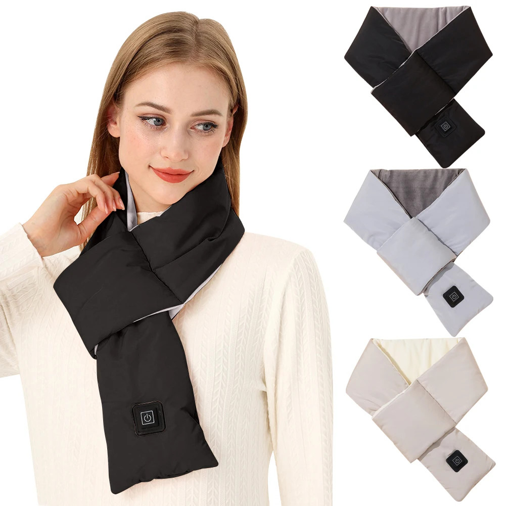 Electric USB Heated Scarf Neck Heating Pad 3 Temperature Adjustable Heating Neck Wrap Thickened Thermal Scarf for Winter