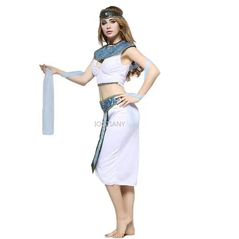 2024 Female White Cleopatra Costume Carnival Queen Of Egypt Performance Outfit Halloween Cosplay Masquerade Role Playing Clothes