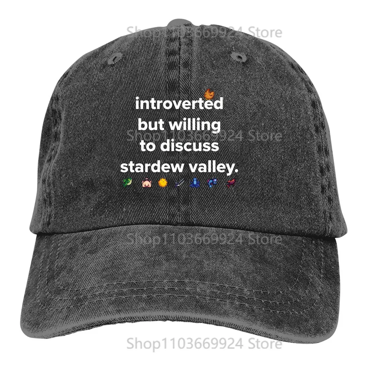 Introverted But Willing To Discuss Casquette Peaked Cap Stardew Valley Game Sun Shade Cotton Hats For Men Women