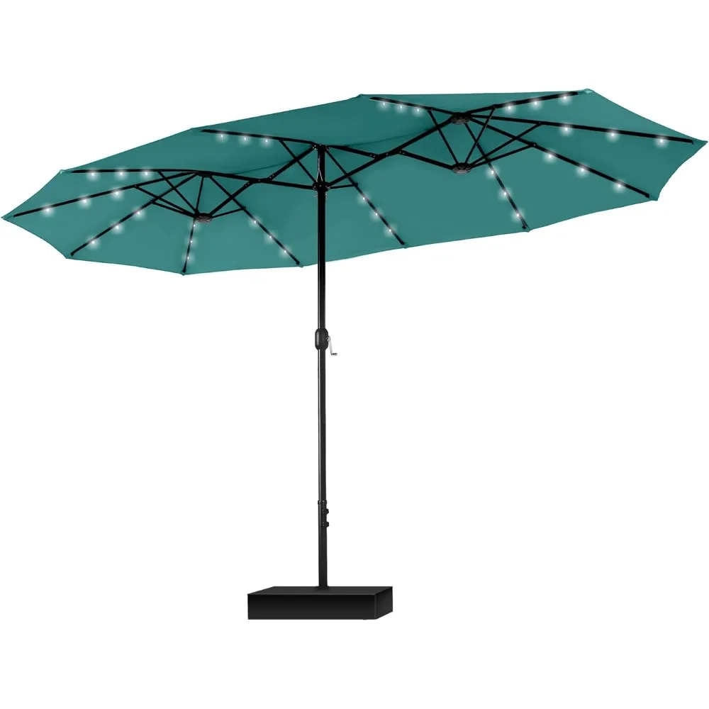 

Sophia & William 15 ft Extra Large Patio Umbrella with Solar Lights, Rectangular Outdoor Umbrella with Base Included, Market Umb
