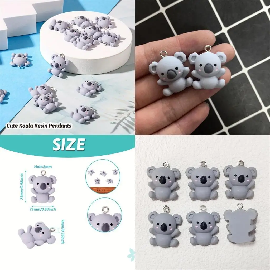

J78F 20pcs Portable Koala Pendants Resin Jewelry Accessories For Fun DIY Projects