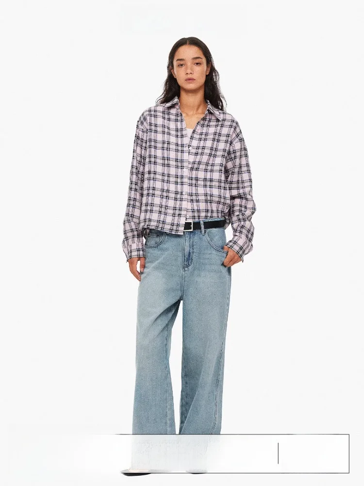 

Классические синие повседневные джинсы свободного кроя с широкими штанинами и прямым силуэтом, со средней посадкой, женские хлопковые джинсовые брюки AgeofAscent