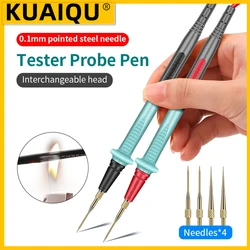 Gold Plated Multimeter Pens Universal Silicone Test Leads 1000V 20A Cables Stainless Steel Tester Wires Probes Tip Accessories