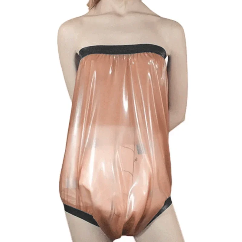 

Party High Waist Cut Leg Latex Bodysuits Diaper Loosely Rubber Shorts Underwear Briefs Bottoms