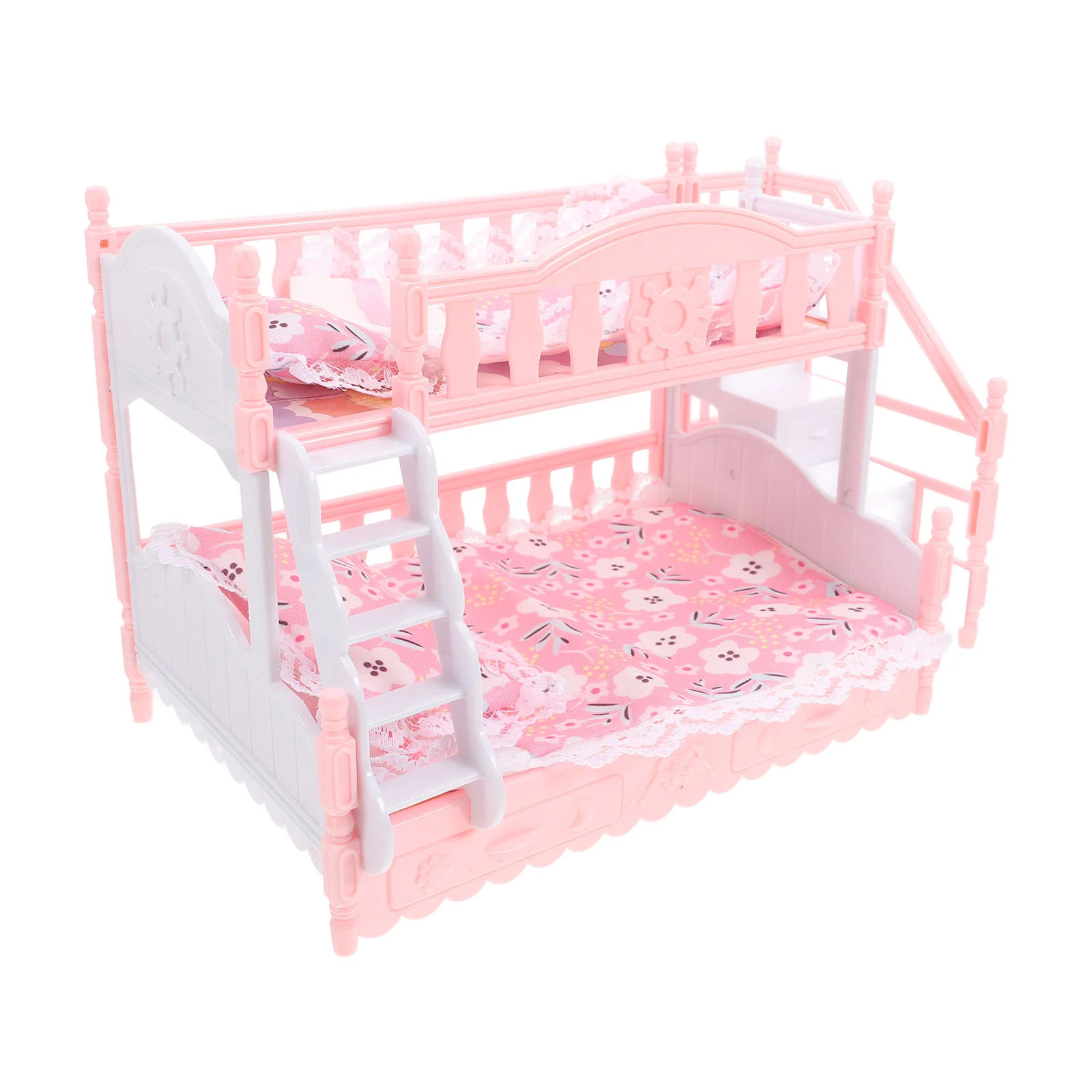 

Dollhouse Bunk Bed Mini Miniature Pretend Toy Cot Furniture Cloth Plastic Miniatures