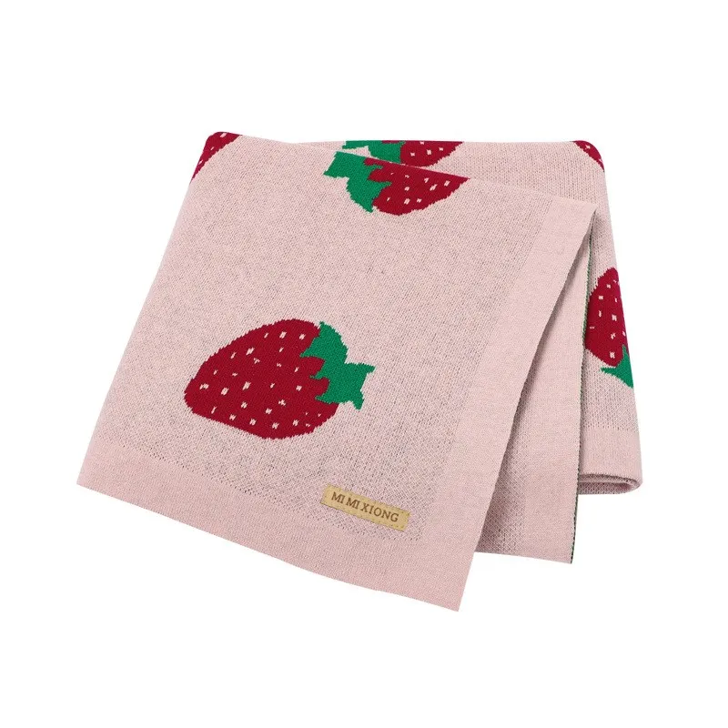 Baby Blankets Knitted Super Soft Newborn Infant Cotton Stroller Sleeping Covers  Strawberry Toddler Girls Boys Sofa Crib Quilt