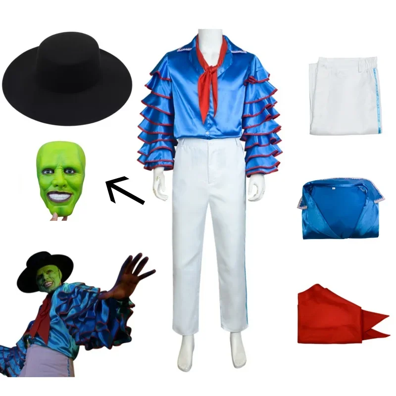 

Adult Women Man Movie The Mask Jim Carrey Stanley Ipkiss Cosplay Costumes Suit Uniform Halloween Carnival Party Costume Mask Hat