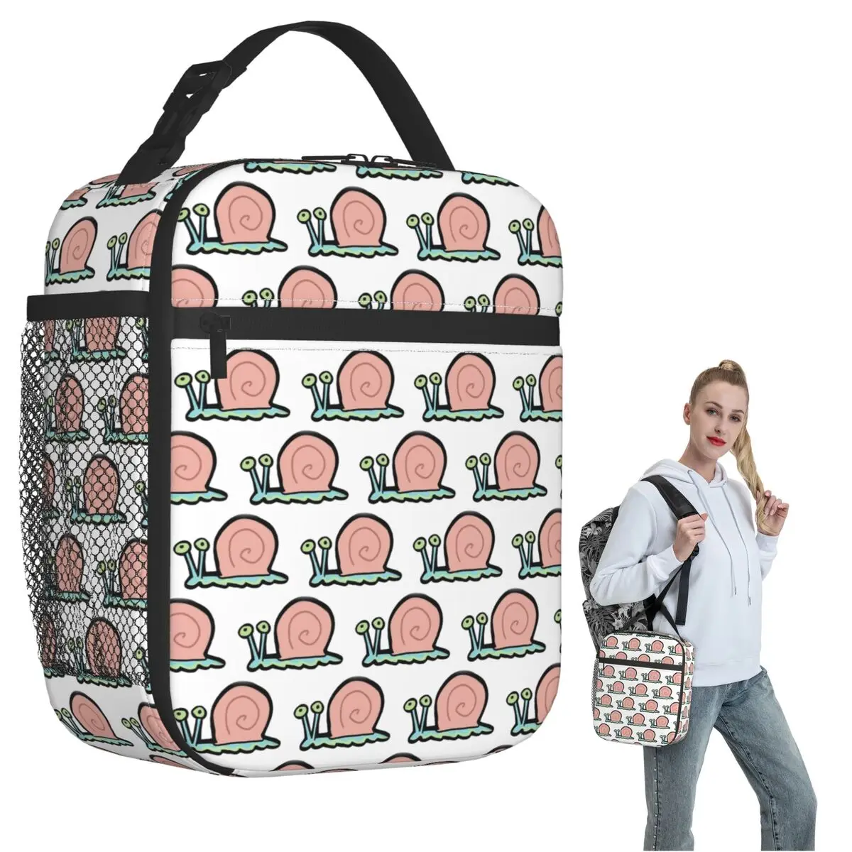Bolsa de almuerzo con aislamiento de caracol GARY para mujeres y niños, cajas de comida portátiles, bolsa térmica para lonchera