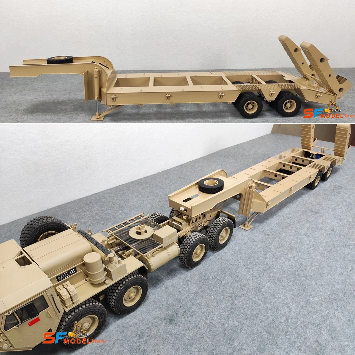 RC Trailer Metal Model Electric Tailgate with Light Suitable for HG P802 Remote Control Tractor 1/12 1/14 Tamiya RC Trailer