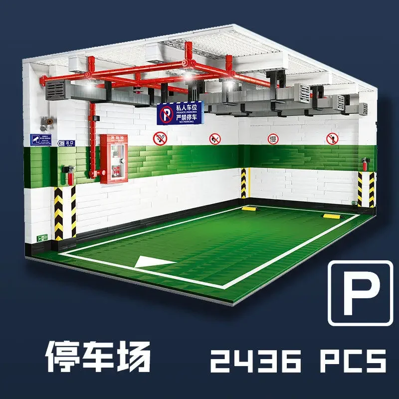 1:8 Building Block Car Parking Garage Lot 90009 Assembled Building Blocks