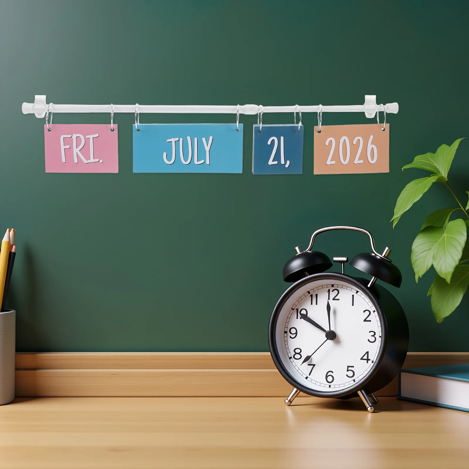 

1Set Flip Calendar Bulletin Board Boho Rainbow Design with Adjustable Holder Classroom Hanging Decor for Elementary School Home