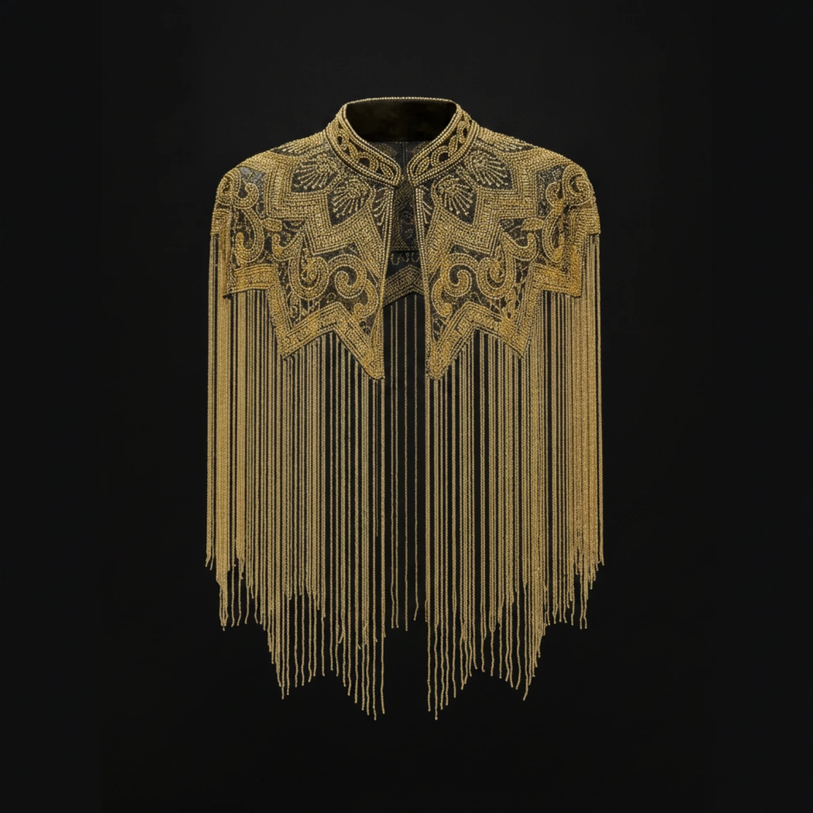 Evening Cape Lightweight Beaded Shawl Cape with Fringe Elegant Fringe Cover-up Cropped for Women, Formal Events, Weddings
