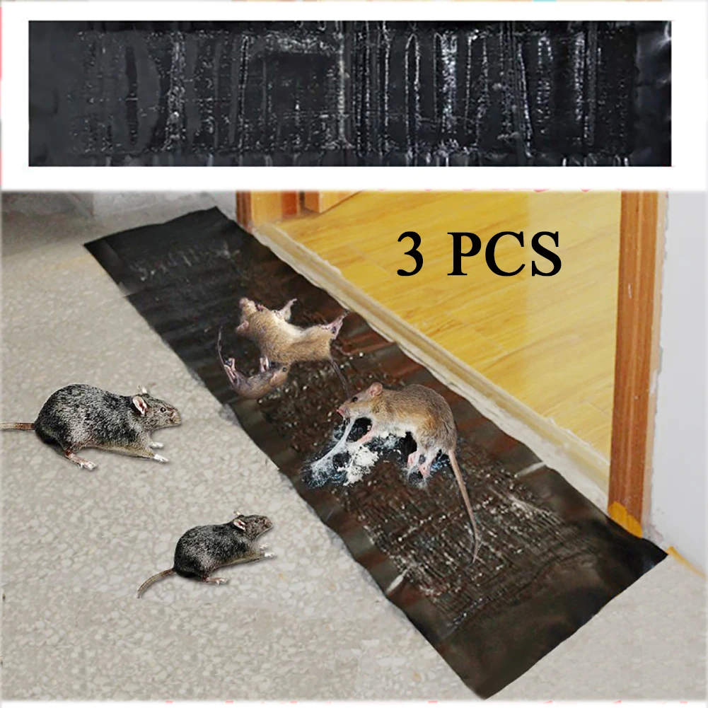 Piège à Souris en Polymères Collants, Tampon de Colle, Panneau de Contrôle Non Coupable, Piège à Rat, Garde de Jardin, 120x27cm, 3 Pièces