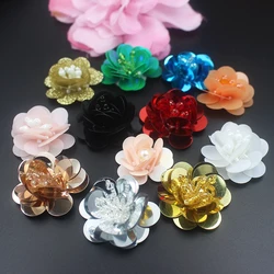 10pcs patch di fiori con paillettes ricamate per vestiti accessori per la decorazione di nozze per donne patch e appliques patch per cucire 4cm