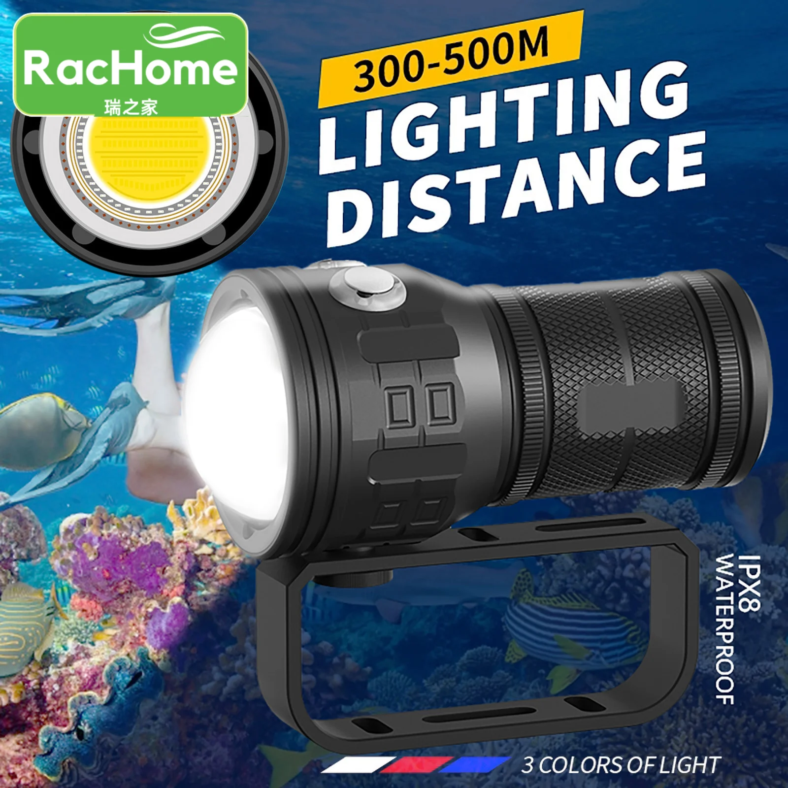 

Led Diving Flashlight 50000lm 6 Underwater Lighting 80m Waterproof Tactical Torch For Photography Video Fill Light Dive Lamp