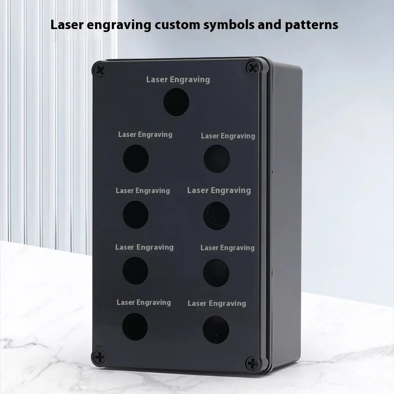 Black Waterproof Button Control Box Outdoor Switch 22mm Power Emergency Stop Indicator Light Knob Plastic Thickened Model