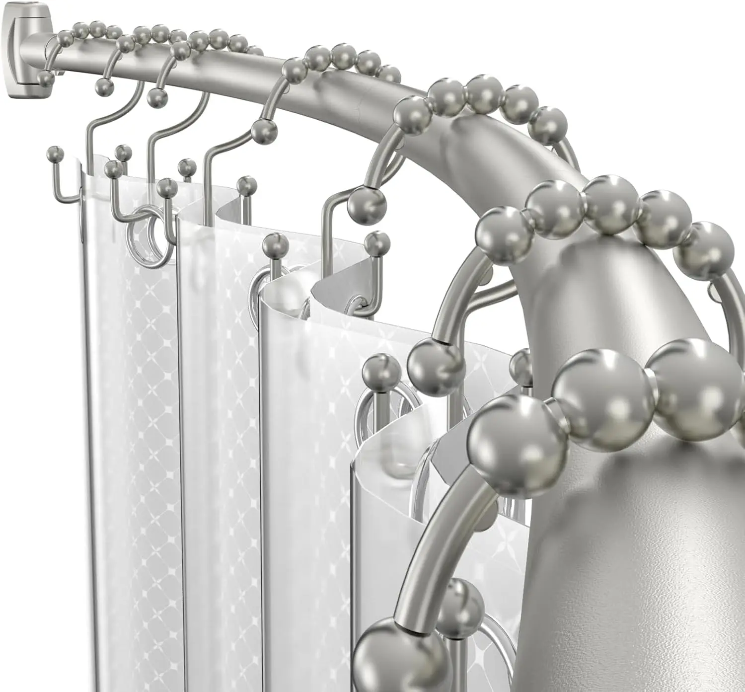 

Adjustable Curved Shower Rod, Brushed Nickel Finish, Rust-Resistant for Extra Bathroom Space