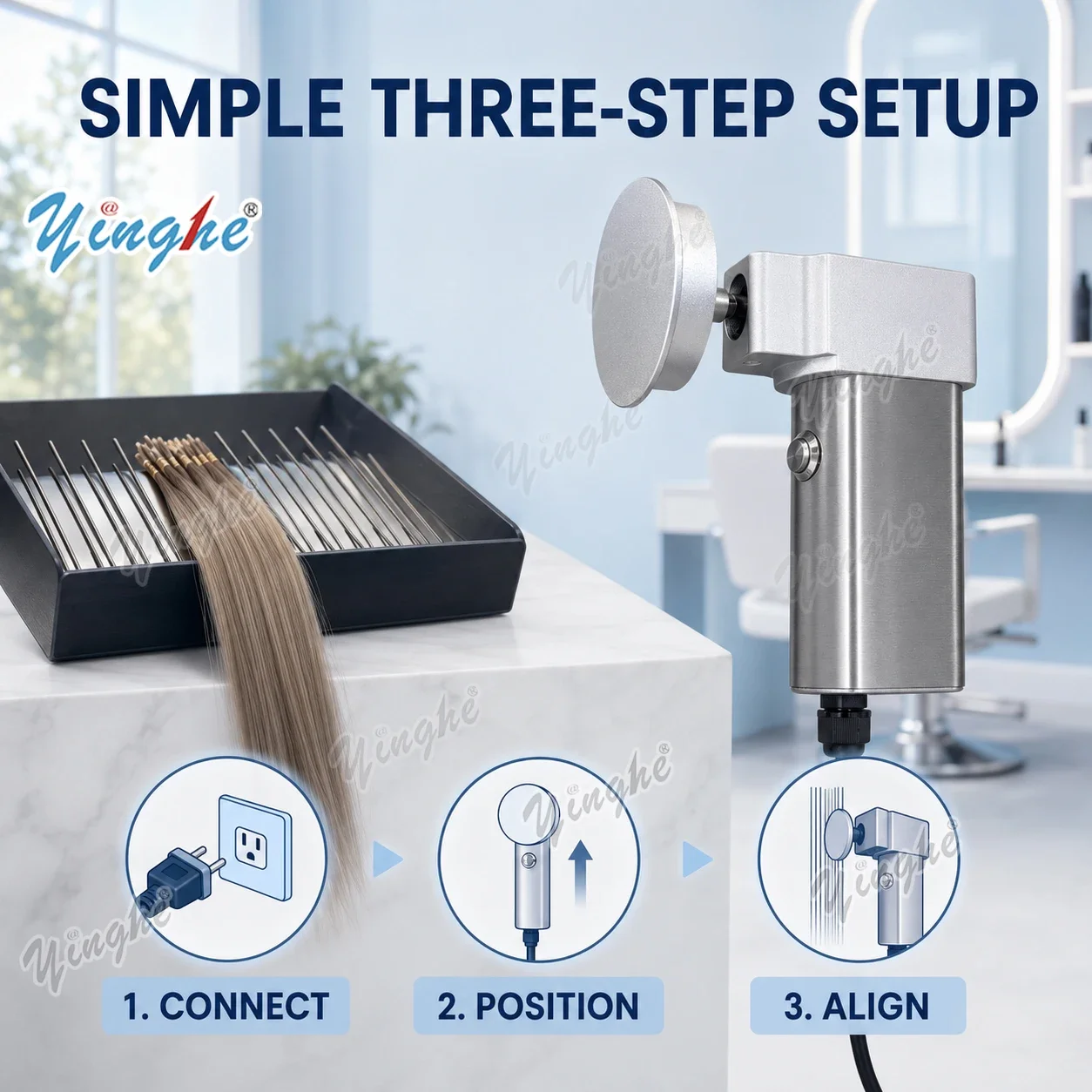 Upgraded Auto Hair Aligner,Slider Pro Hair Straightener Organizer,Bulk Natural Hair Bundles Tool,Stainless Steel Salon Equipment