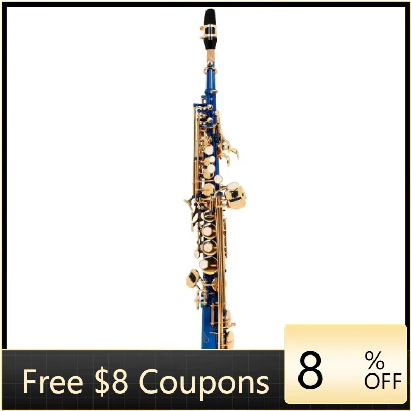 

STLF Wholesale/OEM/Factory Price Blue Straight Treble Saxophone Saxophone Gold Key Treble Saxophone